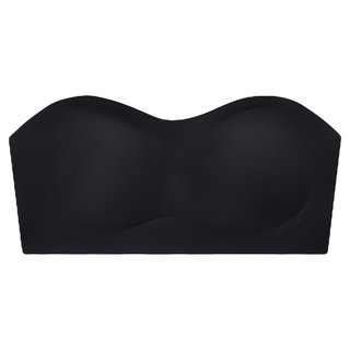 平口無肩帶內衣 孕婦可穿 無痕舒適 不滑肩 尼龍 萊卡布料, XL, 黑色