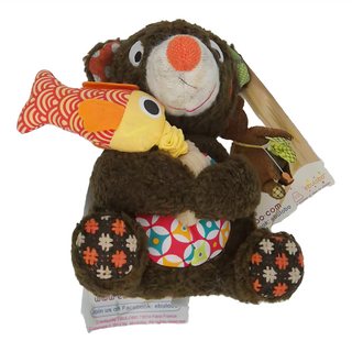 Ebulobo 小熊釣魚音樂鈴 填充玩具, 1個, 小熊