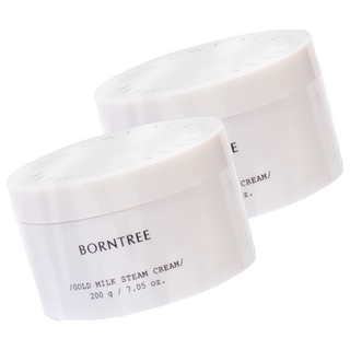 BORNTREE 黃金牛奶蒸氣乳霜 200g, 強效保濕, 質地柔軟, 輕薄質感, 四季可用, 2罐