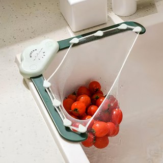FANCY LIFE L型 綠色 廚房水槽瀝水架 廚餘收納好幫手, 1個