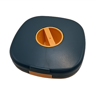 喵汪森林 捲線收納盒 藍黃色 輕巧便攜 桌面整理 耳機線收納盒, 1入