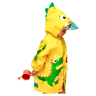 愛北鼻 兒童立體造型雨衣 70-150cm適用 超強防潑水梭織布 PU防水膠層, 樂奇噴火龍, M