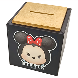 U-House 樺新 TSUM木製疊疊樂存錢筒, 米妮 黑色 + 木色, 1個