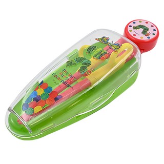 Skater ADXT1S 兒童右手學習筷 含收納盒 筷子140mm*1雙+收納盒136*65*45mm*1個, 好餓的毛毛蟲, 1組