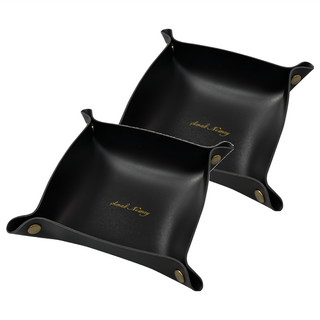 KUIBAO 快豹生活 Mule皮革收納托盤 大號, 正方形黑色, 2個