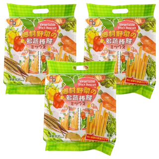 AJI OKASHI 味覺百撰 鄉村野菜之多蔬棒餅 Vegetable Stick Biscuit, 160g, 3袋