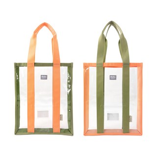 Bagtory HK 百寶袋王 HELLO Slimily B 手提包 SS35 2個裝, 27 x 3 x 35cm, 抹茶橘橙