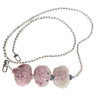 Timo 手工編織小炭球珍珠長鏈, 冰淇淋, 1條