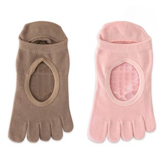 NicoFun 愛定做 腳背簍空止滑瑜伽襪 全腳底矽膠防滑 緩衝減震 安全止滑 女襪 2雙