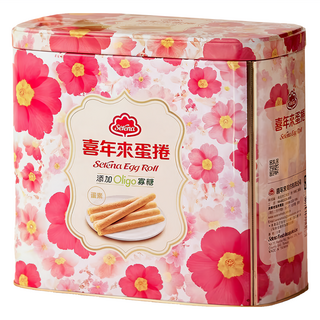 喜年來 OLIGO 蛋捲 暢銷經典零食 濃郁蛋奶香 酥脆爽口 懷舊花色鐵盒包裝 絕佳伴手禮, 512g, 1盒