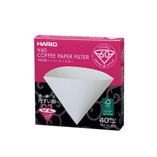 HARIO V60漂白02濾紙 VCF-02-40W 1~4杯, 40張, 1盒
