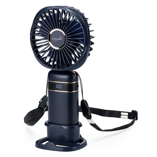 E-books K42 五段風速手持立式頸掛三合一充電風扇, LED電量顯示, MIT台灣製造, E-PCF252, 黑色