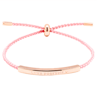 MARIGOLD 美爾朵 Secret Talk甜言蜜語可調式抽拉手環 Love yourself 粉紅繩 925純銀/鈦鋼