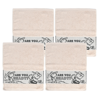 MORINO 摩力諾 SNOOPY史努比素色緞檔緹花方巾 SN114, 棕色, 4條