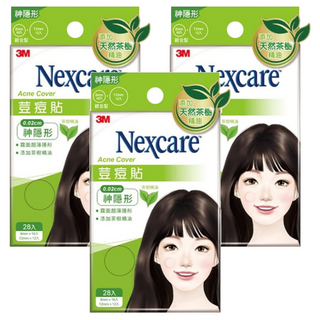 3M Nexcare TTA28 神隱形荳痘貼 茶樹精油 綜合型 8mm x 16入 + 12mm x 12入, 28個, 3盒