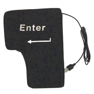 超大Enter鍵 午睡抱枕, USB接口連接, 柔軟海綿材質, 黑色, 14.5cm*21cm*11cm