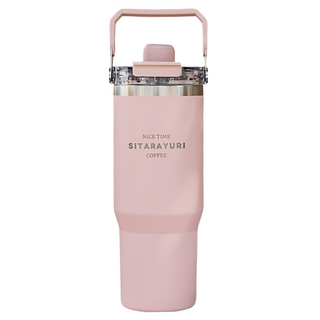 Sitarayuri 磁吸蓋不鏽鋼保溫杯 提把款, 櫻花粉, 900ml, 1個