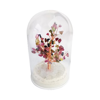 發光水晶發財樹，天然水晶五款可選，約高11cm*底7cm，內附招財靈符, 碧璽, 1組