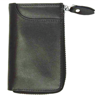 莫蘭迪全升級真牛皮鑰匙包 二層覆牛皮, 12 x 7.5 x 2.5cm, 質感黑