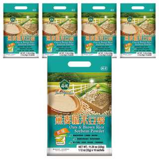 薌園 燕麥糙米豆漿, 多穀多健康, 營養豐富, 富含膳食纖維, 無人工香料色素, 即溶沖泡, 32g, 10包, 5袋