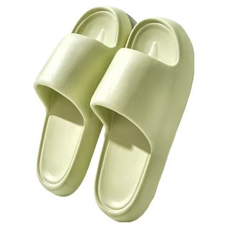 EVA踩屎感超厚 女款厚底靜音防滑居家拖鞋, 38~39, 淡雅綠