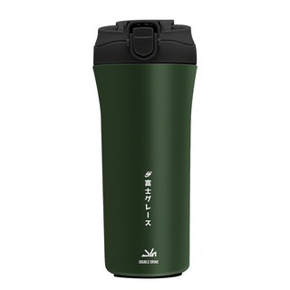 FUJI-GRACE 富士雅麗 陶瓷噴層吸管直飲雙飲杯，一蓋雙飲，600ml，#FJ-937, 墨綠色, 1個