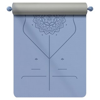 ZHONGOU 長紅 TPE加厚款正位線防滑雙色瑜珈墊 XFE-TP88 贈綁帶+背袋+拉力繩或拍拍球(顏色款式隨機), 藍色, 1組