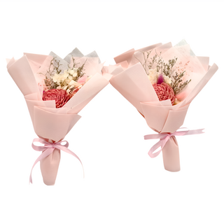 A-ONE 匯旺 6cm大煙粉索拉玫瑰花粉色繡球花永生花束 乾燥花束 2入, J款彩色