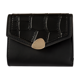 Sunday Life 韓系多卡位皮革零錢短夾 - 黑色, 三折