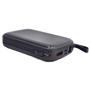 POLYWELL 寶利威爾 自帶線快充行動電源 20W 10000mAh USB-A Type-C Lightning, PW15-T16-A004, 黑色