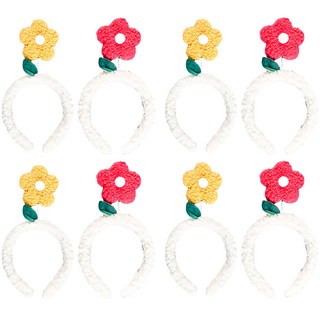 Partyshow 貂絨花朵派對髮箍, 黃色+玫瑰粉, 8個