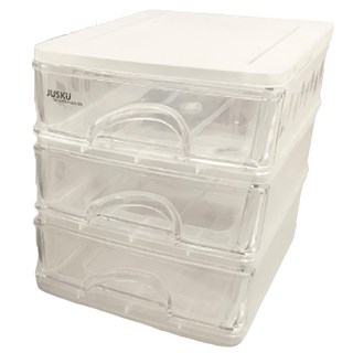 佳斯捷文青風收藏盒 抽屜設計 桌面收納好幫手 簡約風格 多功能用途, 透明, 3層