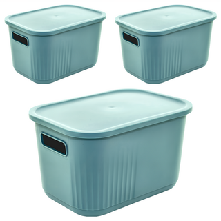 dayneeds 日需百備 Q萌撞色系附蓋收納盒/整理盒/雜物盒/零食盒 SN10-M-BU3, 藍色, 3個