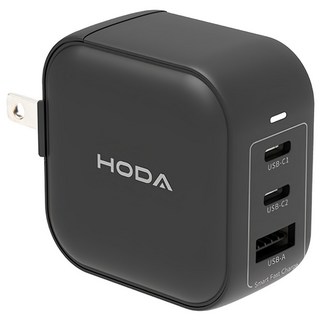 HODA 好貼 GaN氮化鎵140W智慧方型三孔電源供應器, 黑色, 1個