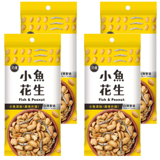 冠億食品 小魚花生, 口感香脆超涮嘴, 顆顆飽滿紮實, 70g, 台灣製造, 4包