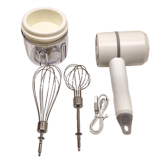 無線電動三合一打蛋切蒜器 ABS+PC材質 304不鏽鋼棒, 白色, 1個