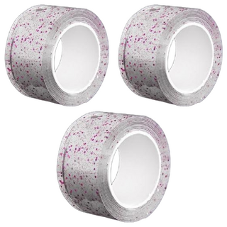 金蔥雙面奈米水晶膠帶1m 黏力強勁 不留痕跡 易拉伸彈性好, 粉紫, 3個