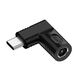 UniSync Type-C公轉DC母 5.5 x 2.1筆電/手機專用電源轉接頭 65W, 5.5cm, 黑色, 1個