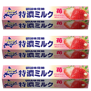UHA 味覺糖 特濃牛奶條糖 北海道鮮奶油 香醇濃郁 酸甜草莓, 37g, 3條