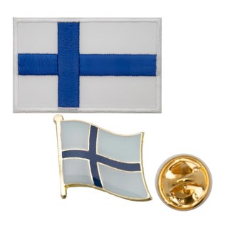 A-ONE 匯旺 芬蘭國旗刺繡DIY徽章 + 國旗別針套裝, 彩色, 1組