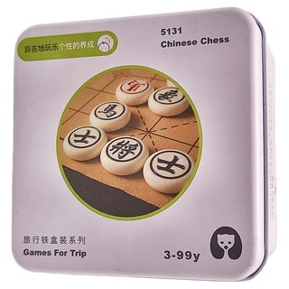 娃娃國 口袋隨身盒桌遊 象棋，木質，中國製，適用年齡1歲以上, 混和顏色, 1組