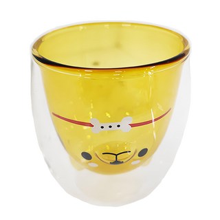GOODGLAS 好玻 柴犬雙層玻璃杯 透黃 雙層隔熱, 1個