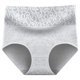 高腰收腹提臀刺繡內褲3件組, 95%棉 5%彈力纖維, 均碼, 顏色隨機