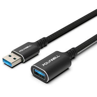 POLYWELL 寶利威爾 黑金剛 USB3.2 Type-A 公對母延長線 Gen1 5Gbps PW15-W45-M992, 2m, 1條