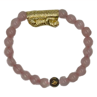 穩賺咬錢虎粉水晶手鍊，五行鑲嵌咬錢虎，出門好平安, 1條