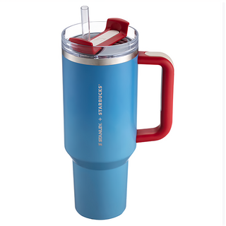 STANLEY 不鏽鋼把手TOGO冷水杯 STARBUCKS聯名款, 藍色 + 紅色, 1.183L, 1個