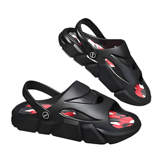 厚底撞色運動休閒兩用洞洞鞋 45 黑色迷彩