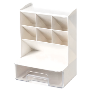 斜插式筆筒 帶抽屜, 白色, 1個