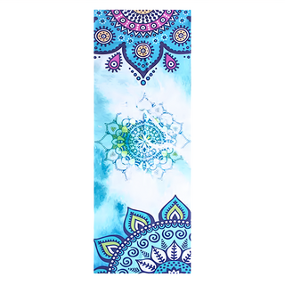 LOTUS 靜心曼陀羅瑜珈鋪巾 快速吸汗 輕薄好攜帶 鑽石格紋織布, 藍色冥想, 1條