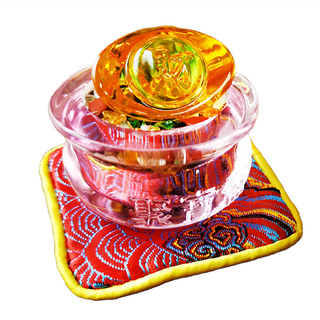 財神小舖 旺財元寶 琉璃水晶聚寶盆擺件, 提升能量場, 財運亨通, 守護財富, 火, 1個